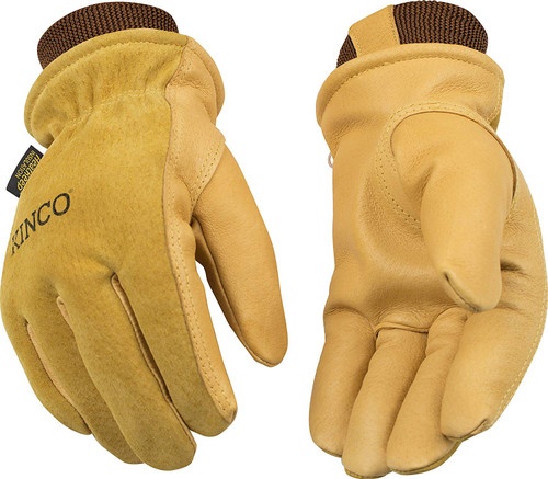 Luvas masculinas de camurça de grão forrada Kinco 94HK-M, forro de proteção contra calor, médio