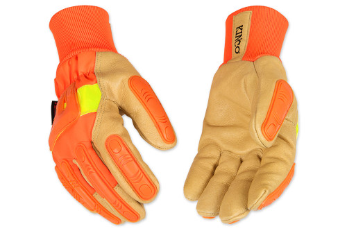 Kinco 1939-XL Men's High Visibility Lined Pigskin Safety Cuff Gloves X-Large 