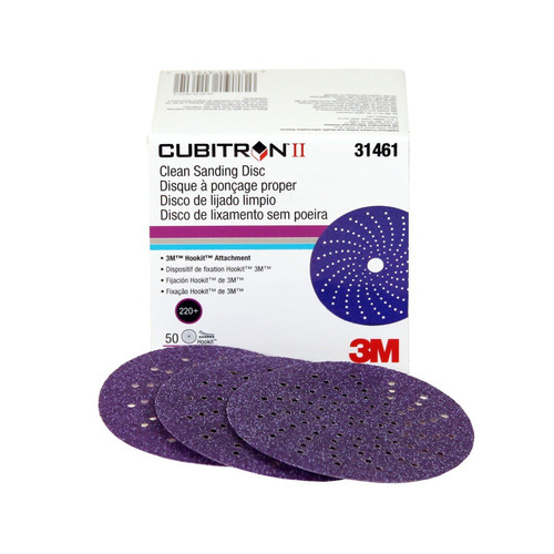 3M 31461 Cubitron Hookit Clean Sanding Abrasive (3 in, 220, 50 Discs per Box)