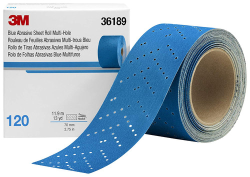 3M 36189 Hookit Blue Abrasive Sheet Roll 2.75"x13 Yard, 120 Grade