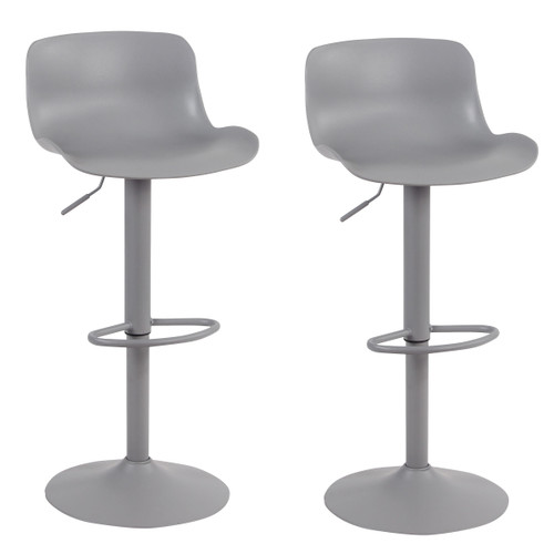 AmeriHome BS199GSET Adjustable Height Solid Color Bar Stool Set- Gray
