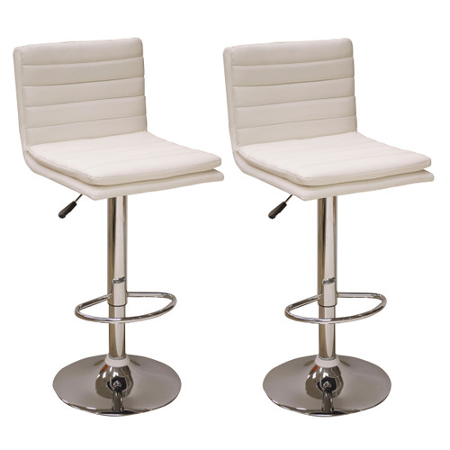 AmeriHome BS43WSET Modern Ripple Back Bar Stool - 2 Piece White