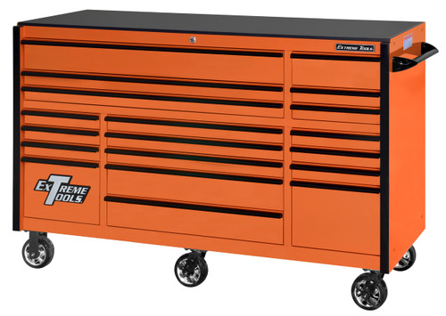 Extreme Tools RX723019RCORBK-250 Gabinete con ruedas serie RX naranja con tiradores negros