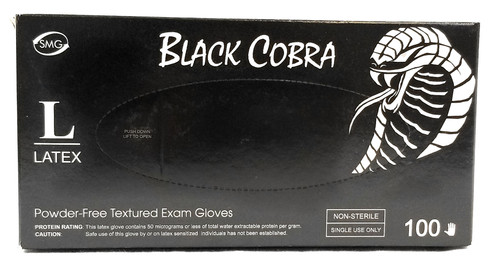 Adenna mg1993 Black Cobra puderfreie strukturierte Latex-Untersuchungshandschuhe, 5 mil, groß, Box/100