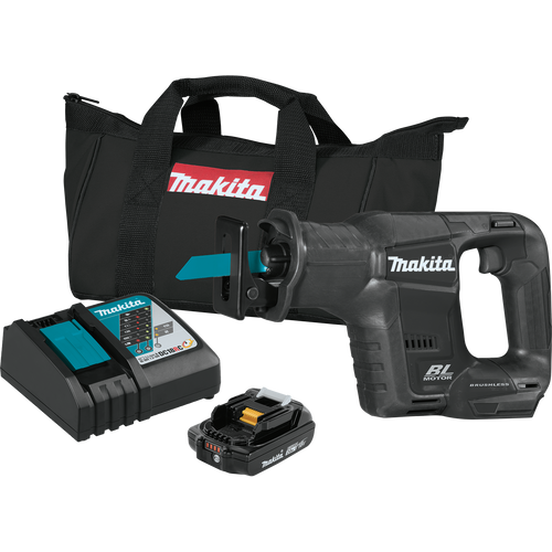 Makita xrj07r1b 18v lxt منشار لاسلكي صغير الحجم بدون فرشاة، مجموعة 2ah