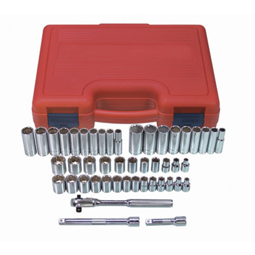 K Tool 22547 Socket Set Chrome 47 Piece 3/8" Drive 12 Point Fractional and Metric