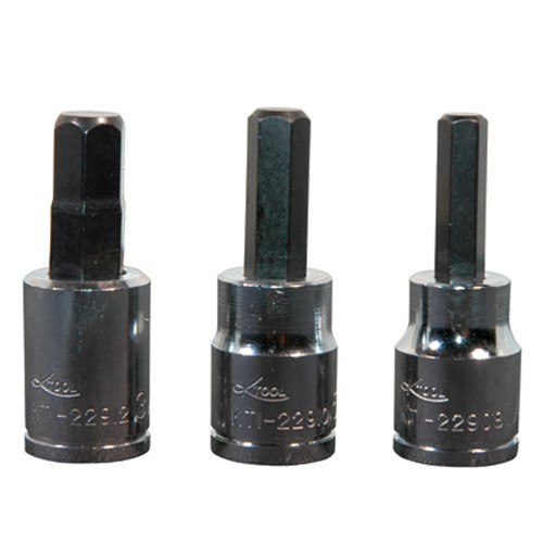 K Tool 22902 Brake Caliper Hex Bit Set, 3 Piece, 3/8" Drive, with 1/4", 5/16", 3/8" Hex Bits