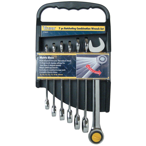 Titan Tools 17351 7-Piece Ratcheting SAE Combination Wrench Set