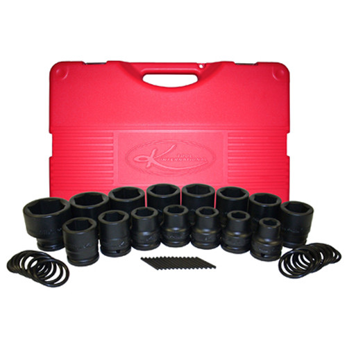 K Tool 39100 Impact Socket Set, 3/4" Drive, 15 Piece, 17mm to 46mm