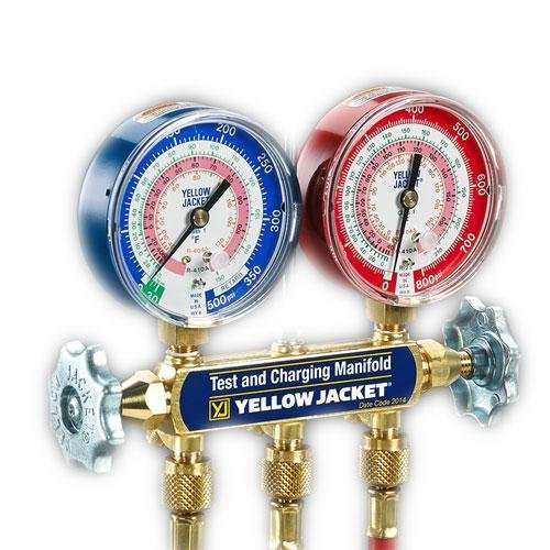 Yellow Jacket Series 41 Manifold Gauge Set, 2-Valve, 3-1/8 Inch Gauges (41846)