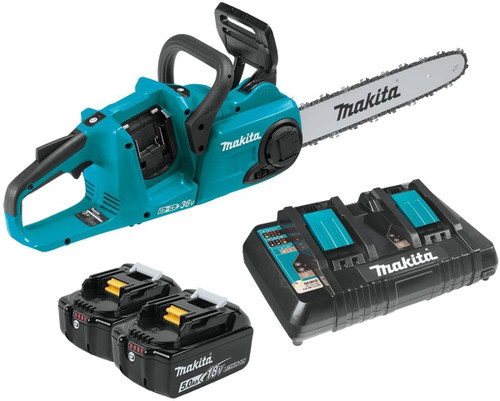 Makita xcu03pt 18v x2 (36v) lxt lithium- Ion borstelloze draadloze 14" kettingzaagset, groenblauw