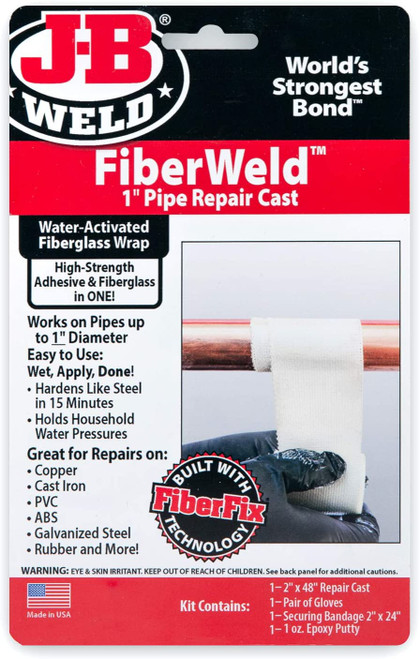 JB Weld 38248 fibre de soudure 1" pour réparation de tuyaux en fonte de réparation de tuyaux en fibre de verre