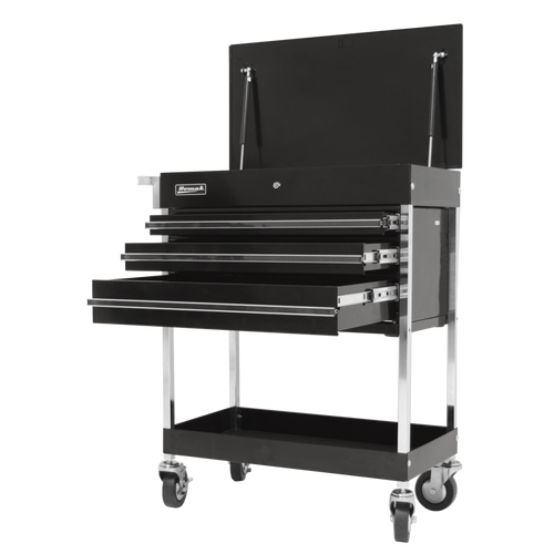 Homak Pro Series 34" Three-Drawer Flip-Top Service Cart - Black (BK05500200)