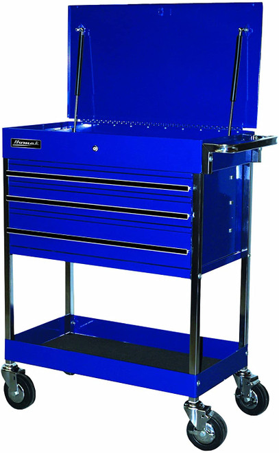 Homak 34" Pro Series Three Drawer Flip Top Service Cart - Blue (BL05500200)
