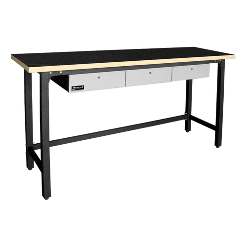 Homak GS00579030 79 in. Steel Workbench with 3 Drawers and Wood Top