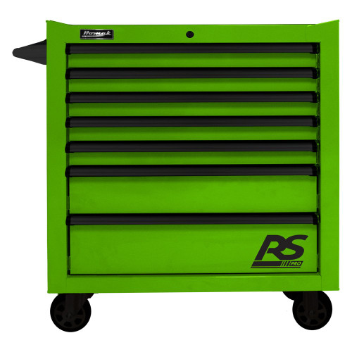 Homak LG04036070 36 in. RS PRO 7 Drawer Rolling Cabinet, Lime Green