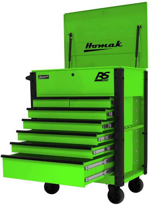 Homak LG06035247 7 Drawer Tool Cart  35" RS Pro Series - Lime Green