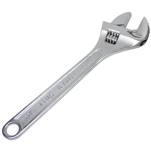 K Tool 48012 Adjustable Wrench, 12" Long, 1-1/2" Jaw Capacity, Heat Treated Alloy Steel, Chrome Plated