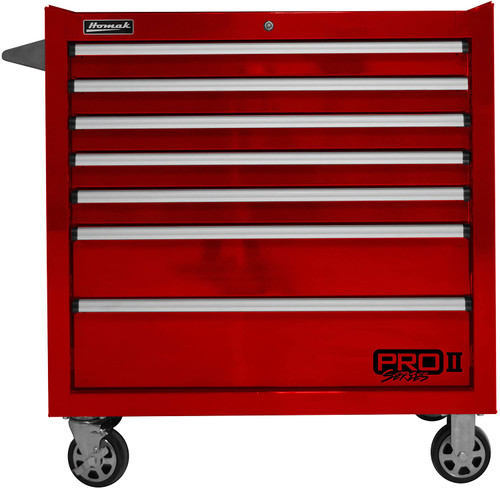 Homak PRO II Series 36" 7-Drawer Roller Cabinet, Red (RD04036072)