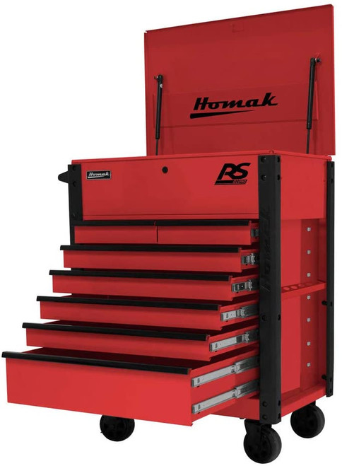 Homak RD06035247 7 Drawer Tool Cart  35? RS Pro Series - Red