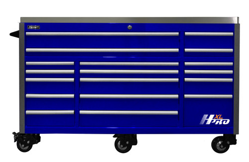 Homak HX04072172 Boîte à outils pour armoire à roulettes HXL à 18 tiroirs, 72 po, bleu