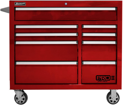 Homak RD04041092 PRO II Series 41 9-Drawer Roller Cabinet, Red