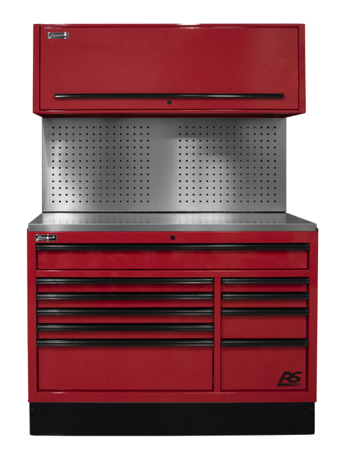 Homak RDCTS54002 54 Inch CTS Set With Tool Board Back Splash, Red - Tool Storage