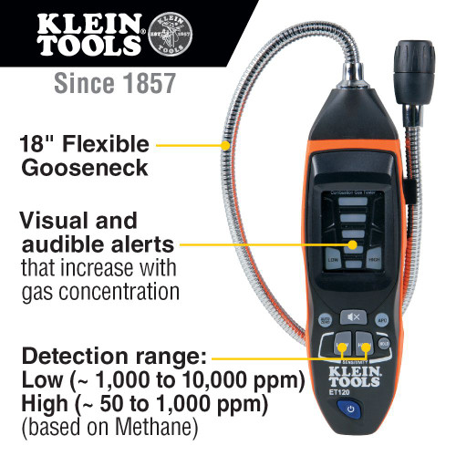 Détecteur de fuites de gaz combustible Klein et120