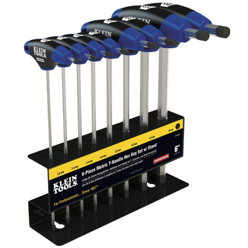 Klein JTH68M Hex Key Set, Metric, Journeyman T-Handle, 6-Inch W/ Stand, 8-Piece