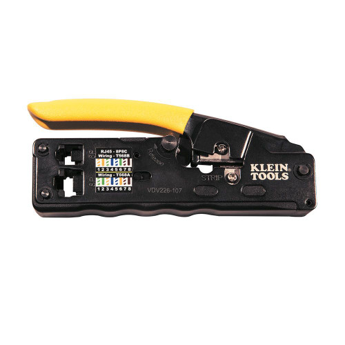 Klein vdv226107 Engarzadora/pelacables/cortadora de cables de datos con trinquete, compacta