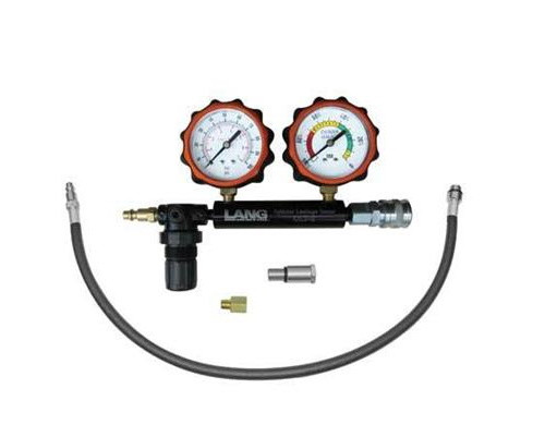 Tester Di Perdita Di Pressione Cilindri Per Auto E Moto – Kit Di Compressione Con 4 Adattatori (M10, M12, M14, M18) E Doppio Manometro 0–100 Psi / 0–7 Bar