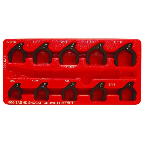 Lock Technology 10-Piece SAE & Metric Shockit Crows Foot Set (1900)