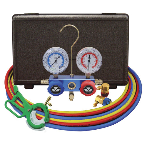 Mastercool 98660-PROM Dual Aluminum 2-Way Manifold Gauge Set