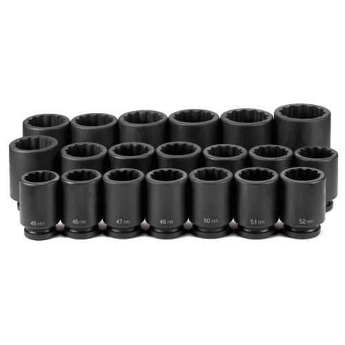 Grey Pneumatic 9120MD 1" Drive 20 Pc. Deep Metric Set 45mm to 75mm - 12 Point