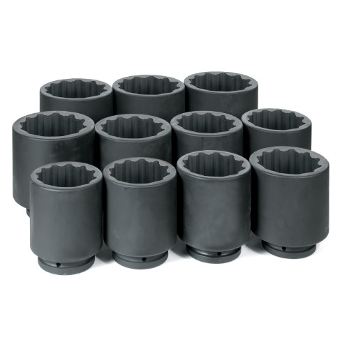 Grey Pneumatic 9111D 1" Dr. 11 Pc. Deep Fractional Set 3-1/8" to 4-1/2"-12 Point