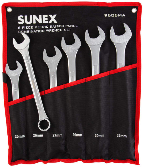 Sunex Tools 9606MA 6 Piece Raised Panel Combination Wrench Set CRV