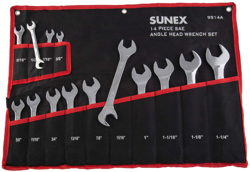 Image of Sunex 9914A 14-piece wrench set displayed fully.