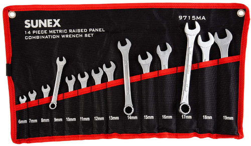 Sunex Tools 14-Piece Metric Raised Panel Combination Wrench Set (9715A)