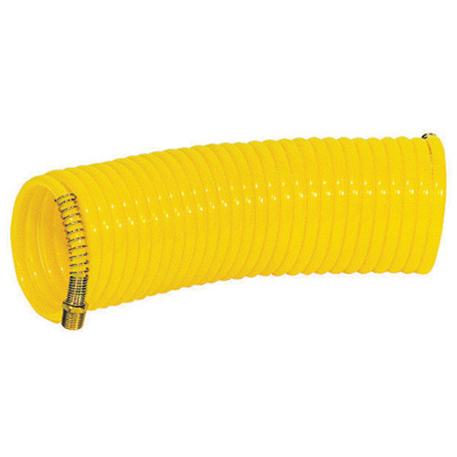 K Tool 71025 Nylon Recoil Air Hose, 1/4" I.D. x 25' Long, 1/4" NPT Male Fittings with Wire Guard