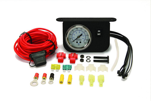 VIAIR Illuminated 200 PSI White Face Dash Panel Gauge Kit 30 Amp (20065)