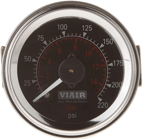 VIAIR Dual Needle 2-Inch Gauge Black Face Illuminated 220 PSI (90080)