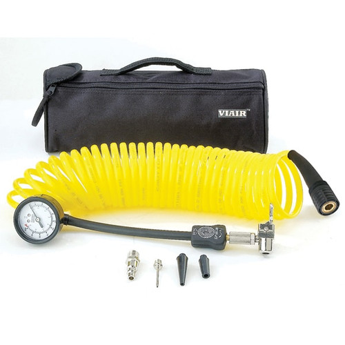 Viair 00025 Deflator/Inflator 5-in-1, 25 Kaki. Selang Coil, Pengukur Inline 100PSI, Tas