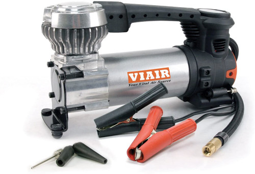 VIAIR 00088 88P Portable Compressor against a clean, industrial background, highlighting its compact and durable design.