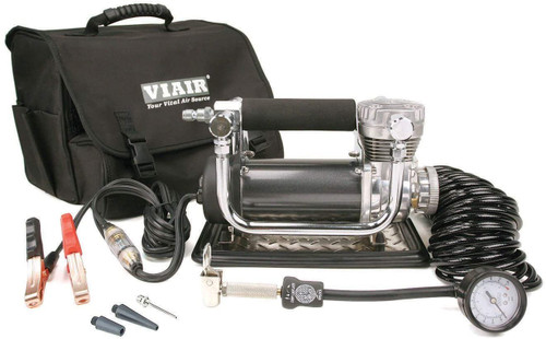 VIAIR 440P Portable Compressor Kit (44043) set up for tire inflation.