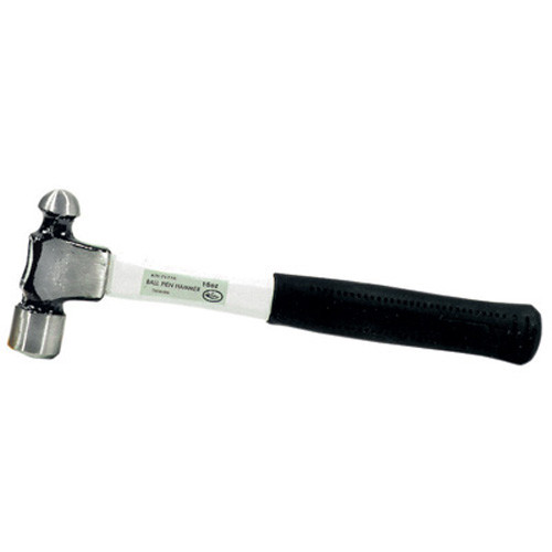 K Tool 71716 Ball Pein Hammer, 16 oz, with Fiberglass Handle and Rubber Grip