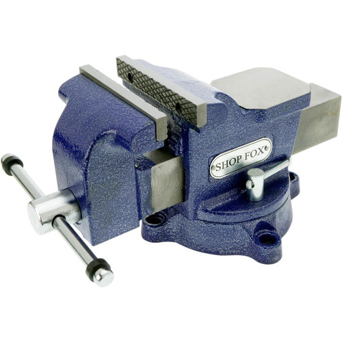 Shop Fox 5-Inch Bench Vise w/ Swivel Base Heavy Duty Cast Iron Construction (D3249)