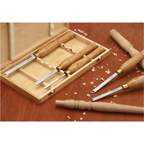 Shop Fox 5-Piece HSS Lathe Chisel Set with Bead Scrapers and Ash Handles (D4067)