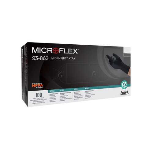Microflex 93-862M MidKnight XTRA Chemical Resistant Nitrile Gloves - M