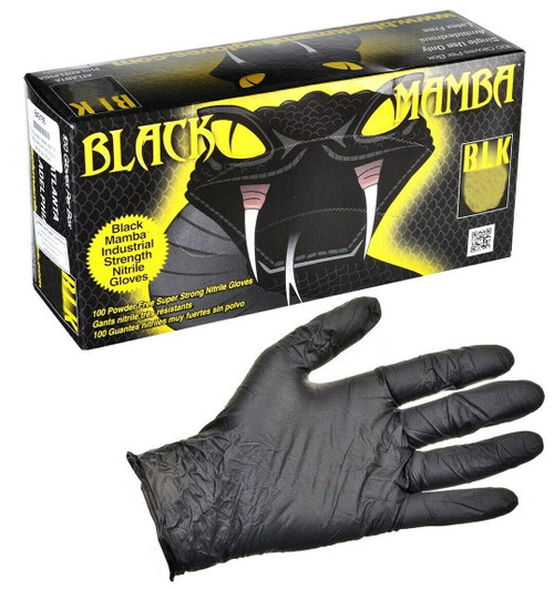 قفازات Black Mamba BLK-110 Black Mamba Nitrile، مقاس متوسط ​​(صندوق مكون من 100 قطعة)