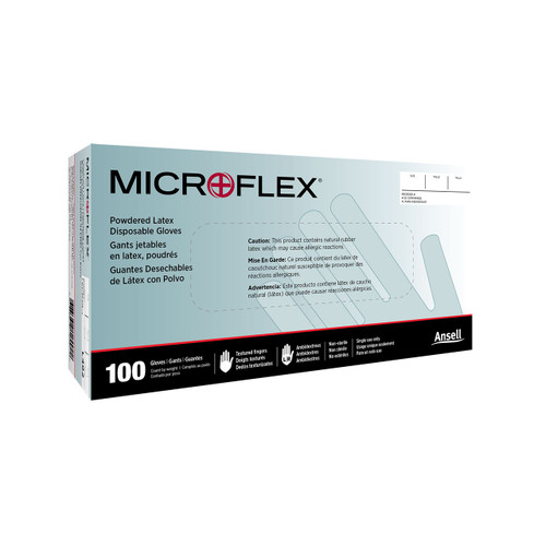 Microflex l493-l turvasarja teollisuuslaatuiset jauhemaiset lateksikäsineet isot